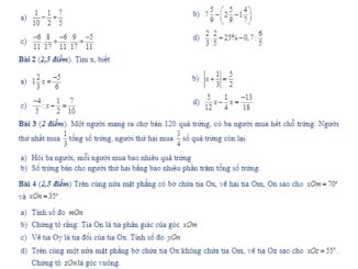 Đề thi học kì 2 Toán 6 năm học 2019 2020 trường THCS Xuân Đỉnh Hà Nội THCS.TOANMATH.com