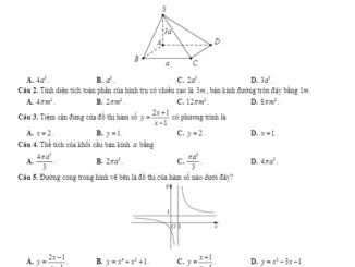 Đề thi học kỳ 1 Toán 12 năm học 2018 2019 trường THPT Hiếu Tử Trà Vinh