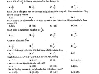 Đề thi học kỳ 2 Toán 6 năm học 2019 2020 sở GD&ĐT Nam Định THCS.TOANMATH.com