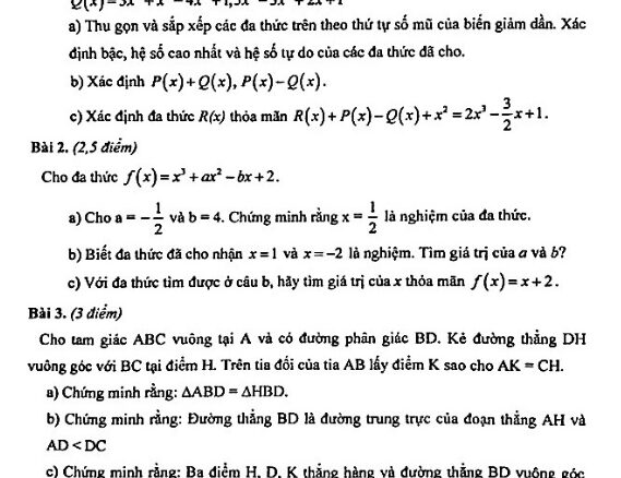 Đề thi học kỳ 2 Toán 7 năm 2019 2020 trường THPT chuyên Hà Nội Amsterdam THCS.TOANMATH.com