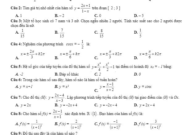 Đề thi KSCL ôn thi THPT Quốc gia Toán 12 lần 1 năm học 2017 2018 trường Yên Lạc Vĩnh Phúc