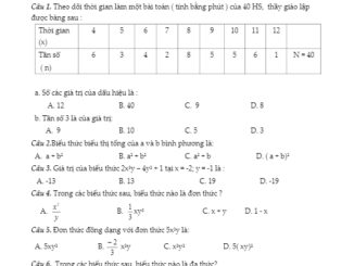 Đề thi Toán 7 học kì 2 năm 2018 – 2019 trường THCS An Hòa – Hải Phòng THCS.TOANMATH.com