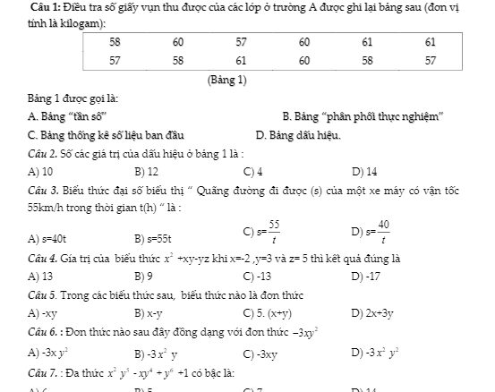 Đề thi Toán 7 học kì 2 năm 2018 2019 trường THCS Trung Lập Hải Phòng THCS.TOANMATH.com