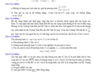 Đề tuyển sinh lớp 10 THPT môn Toán năm 2020 2021 sở GD&ĐT Thừa Thiên Huế THCS.TOANMATH.com