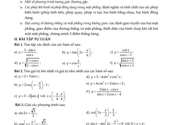 Hướng dẫn ôn tập giữa kì 1 Toán 11 năm 2022 2023 trường Vinschool Hà Nội