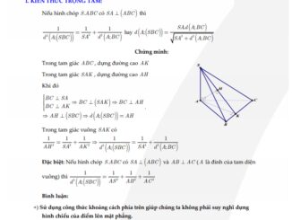 Khai thác công thức tính khoảng cách từ chân đường vuông góc của hình chóp đến mặt bên