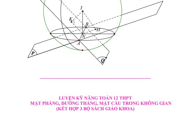 Luyện kỹ năng Toán 12 mặt phẳng, đường thẳng, mặt cầu trong không gian