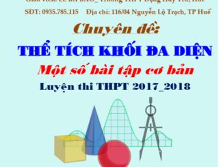 Lý thuyết và một số bài tập cơ bản về thể tích khối đa diện Lê Bá Bảo