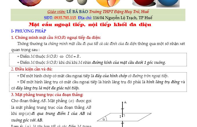 Mặt cầu ngoại tiếp, nội tiếp khối đa diện Lê Bá Bảo