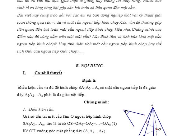 Một số bài tập mặt cầu ngoại tiếp hình chóp Nguyễn Thanh Hậu