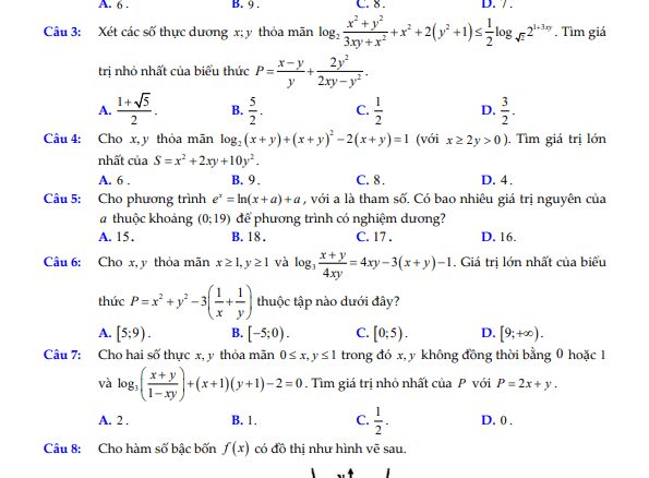 Một số bài tập vận dụng cao mũ và logarit có đáp án và hướng dẫn giải