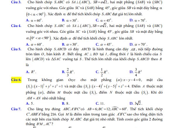 Một số bài toán cực trị hình học trong không gian