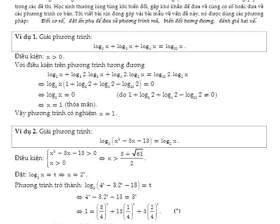Một số bài toán phương trình logarit khác cơ số Huỳnh Đức Khánh Đại học Quy Nhơn