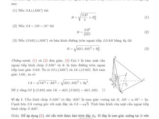 Một số công thức tính bán kính mặt cầu Trần Lê Quyền