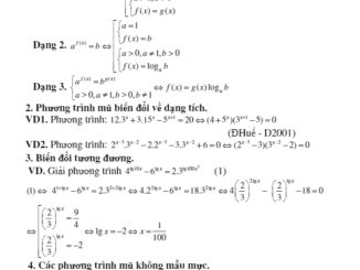 Một số phương pháp giải phương trình mũ và logarit THPT chuyên Quảng Bình