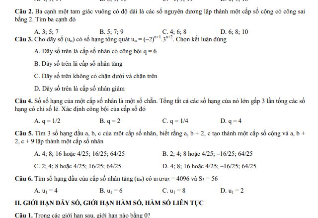 Nội dung ôn tập HK2 Toán 11 năm 2020 2021 trường THPT Trần Phú Hà Nội