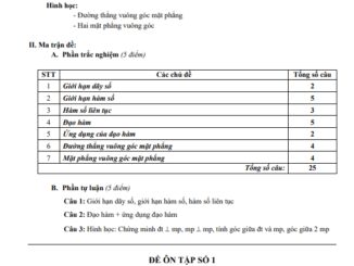 Nội dung ôn tập học kì 2 Toán 11 năm 2020 2021 trường THPT Việt Đức Hà Nội