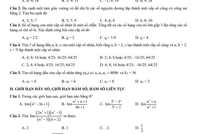 Ôn tập học kì 2 Toán 11 năm 2021 2022 trường THPT Trần Phú Hà Nội