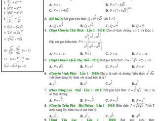 Phân dạng và bài tập trắc nghiệm lũy thừa, mũ và logarit có đáp án Nguyễn Bảo Vương