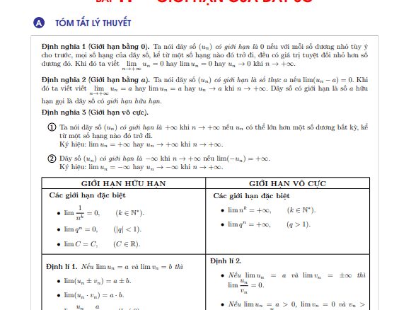 Tóm tắt lý thuyết và các dạng bài tập Toán 11 học kì 2 Nguyễn Quốc Dương