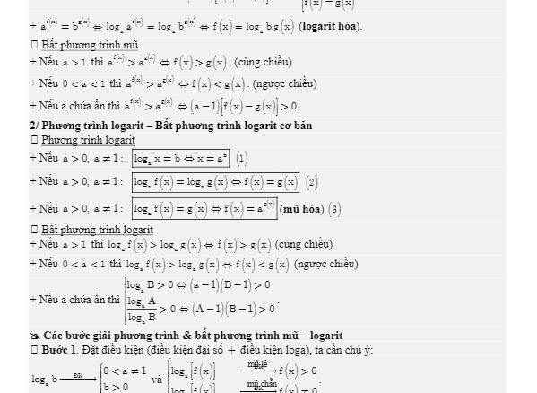 Tổng ôn tập TN THPT 2020 môn Toán: Phương trình bất phương trình GTLN GTNN mũ và logarit