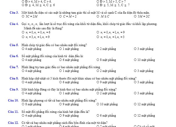 Trắc nghiệm khối đa diện và các dạng toán liên quan Trần Thanh Hiền