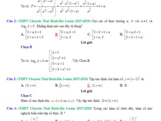 Trắc nghiệm lũy thừa, mũ và logarit trong các đề thi thử Toán 2018